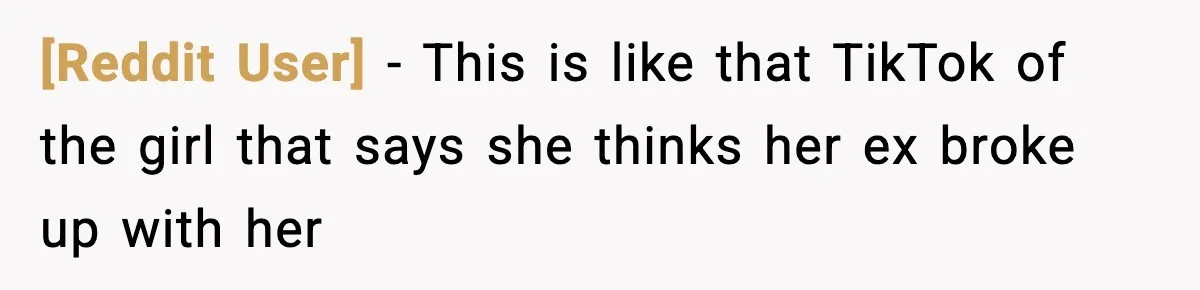 [Reddit User] − This is like that TikTok of the girl that says she thinks her ex broke up with her