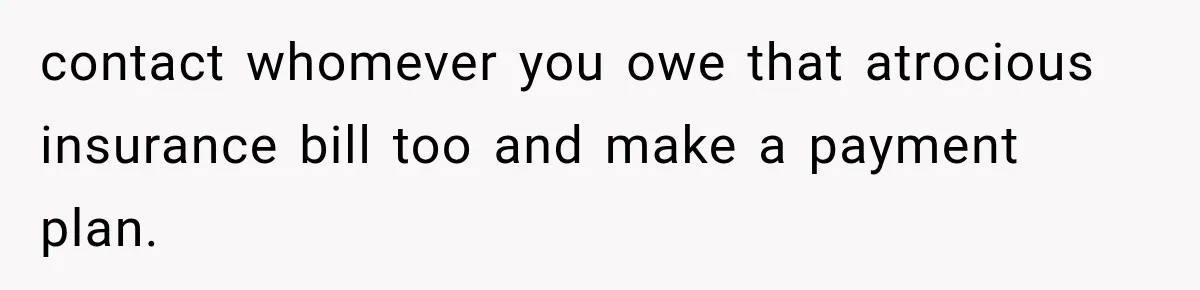 contact whomever you owe that atrocious insurance bill too and make a payment plan.