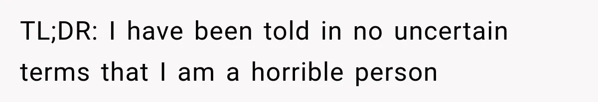 TL;DR: I have been told in no uncertain terms that I am a horrible person