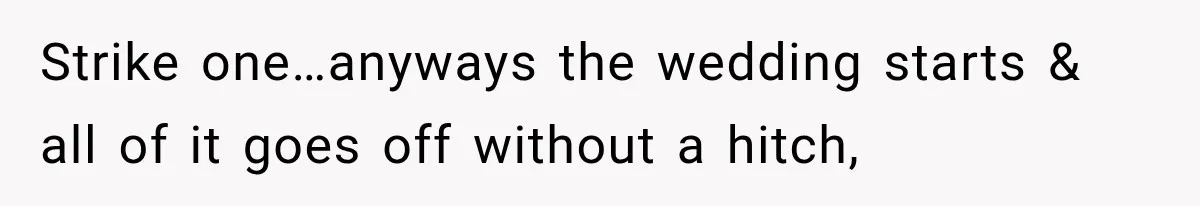 MIL Holds a Months-Long Grudge and Takes It Out on the Bride’s Family at the Wedding Strike one…anyways the wedding starts & all of it goes off without a hitch,