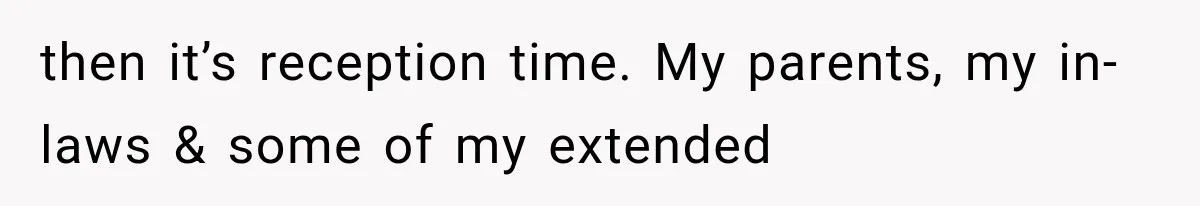 MIL Holds a Months-Long Grudge and Takes It Out on the Bride’s Family at the Wedding then it’s reception time. My parents, my in-laws & some of my extended