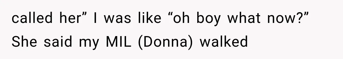 MIL Holds a Months-Long Grudge and Takes It Out on the Bride’s Family at the Wedding called her” I was like “oh boy what now?” She said my MIL (Donna) walked