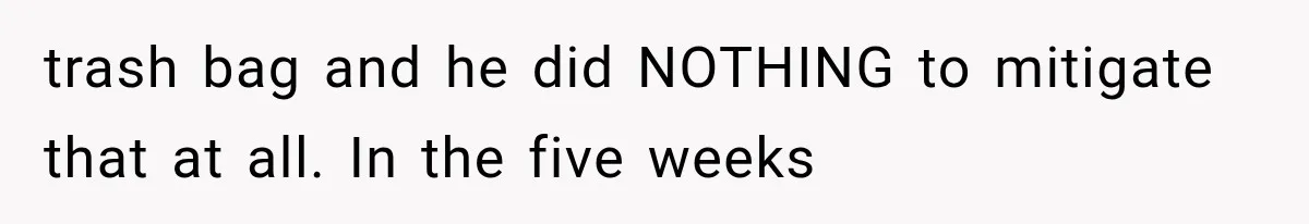MIL Holds a Months-Long Grudge and Takes It Out on the Bride’s Family at the Wedding trash bag and he did NOTHING to mitigate that at all. In the five weeks