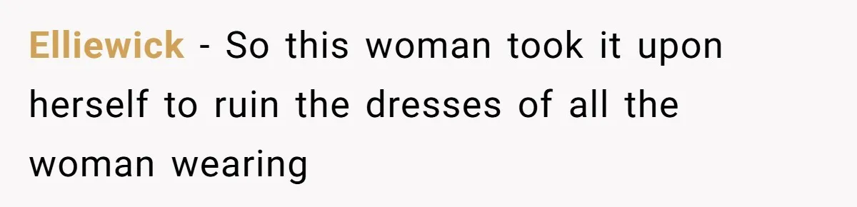 Elliewick − So this woman took it upon herself to ruin the dresses of all the woman wearing