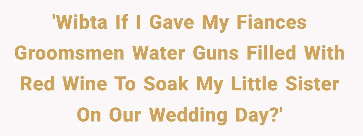 'WIBTA if I gave my fiances groomsmen water guns filled with red wine to soak my little sister on our wedding day?'