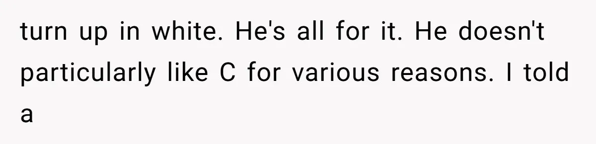 turn up in white. He's all for it. He doesn't particularly like C for various reasons. I told a