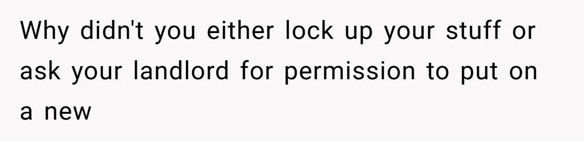 Why didn't you either lock up your stuff or ask your landlord for permission to put on a new