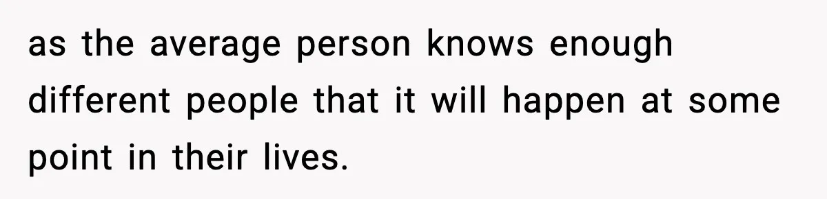 as the average person knows enough different people that it will happen at some point in their lives.