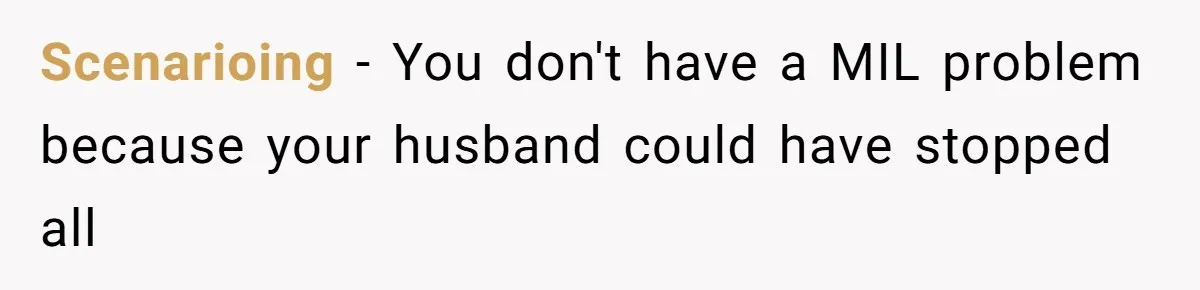 Scenarioing − You don't have a MIL problem because your husband could have stopped all