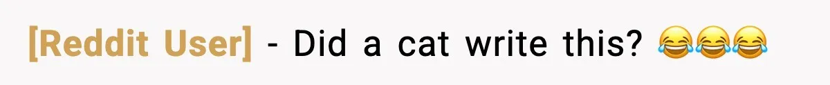 [Reddit User] − Did a cat write this? 😂😂😂