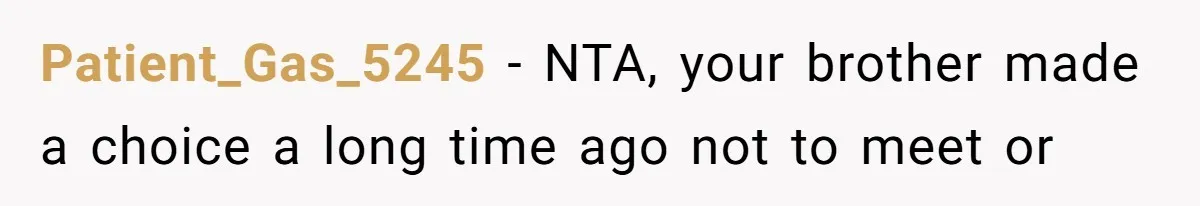 Twin Brother Refuses to Meet Her Husband for 15 Years, Then Demands His Money Patient_Gas_5245 − NTA, your brother made a choice a long time ago not to meet or