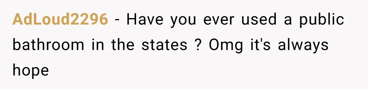 AdLoud2296 − Have you ever used a public bathroom in the states ? Omg it's always hope