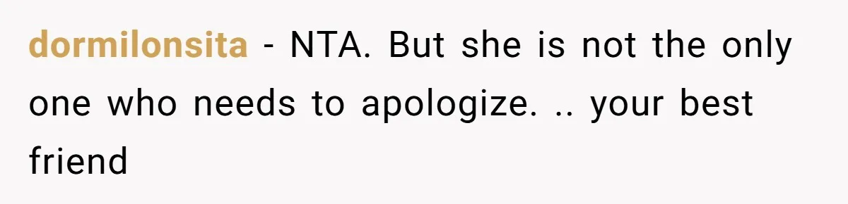 Woman Refuses Fiancée’s Apology After She Turns a 10-Year Friendship Into a Midnight Interrogation dormilonsita − NTA. But she is not the only one who needs to apologize. .. your best friend