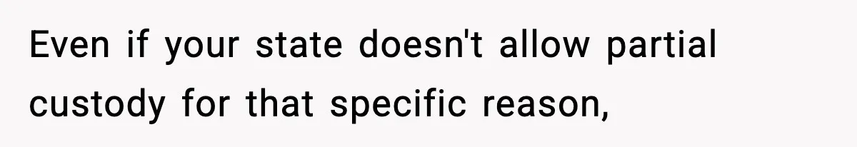 Even if your state doesn't allow partial custody for that specific reason,
