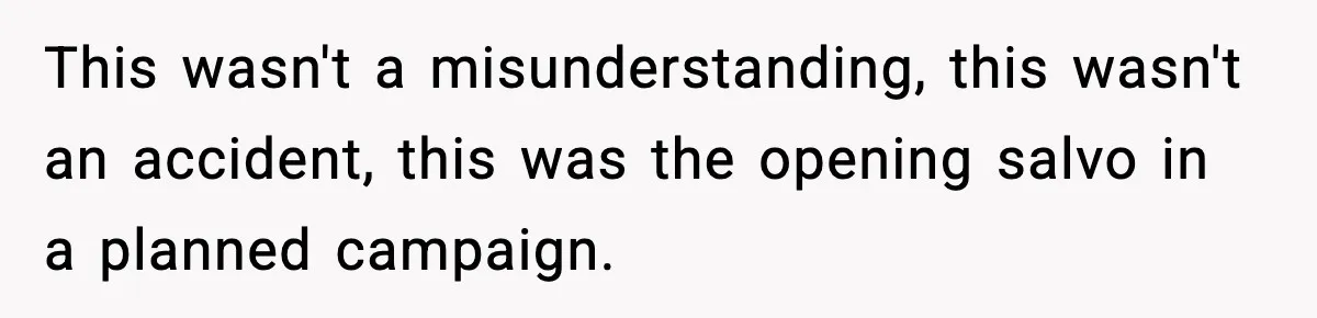 This wasn't a misunderstanding, this wasn't an accident, this was the opening salvo in a planned campaign.