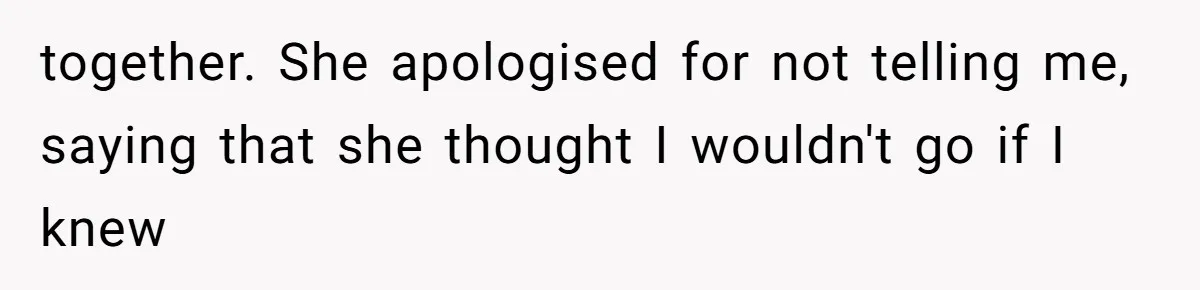 Woman Leaves Wedding After Friend Seats Her Beside the Ex Who Assaulted Their Daughter together. She apologised for not telling me, saying that she thought I wouldn't go if I knew