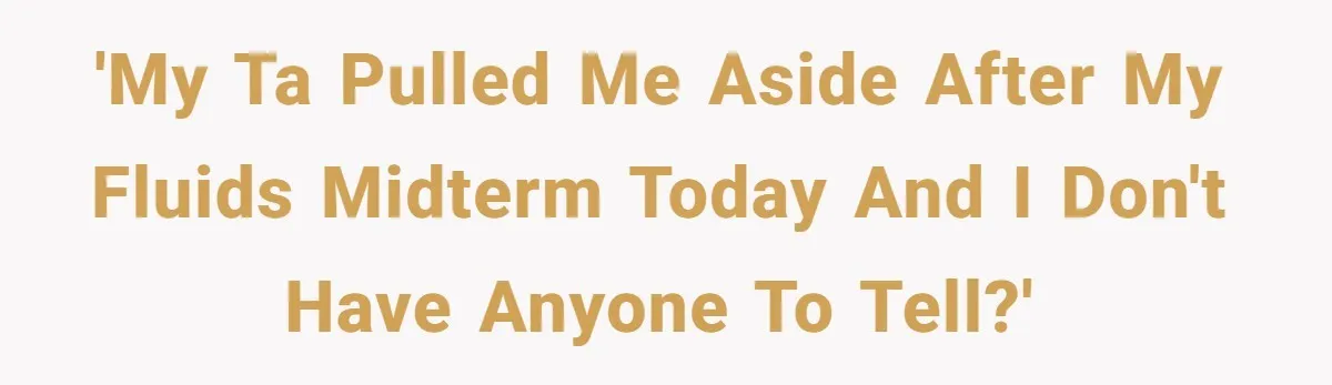 'My TA pulled me aside after my fluids midterm today and I don't have anyone to tell?'