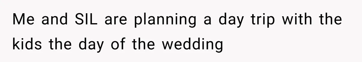 Me and SIL are planning a day trip with the kids the day of the wedding