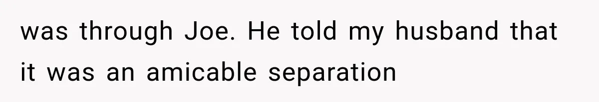 Woman Exposes Brother-In-Law’s Secret Baby in Front of His New Girlfriend After Years of Lies was through Joe. He told my husband that it was an amicable separation