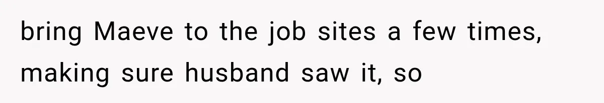 Woman Exposes Brother-In-Law’s Secret Baby in Front of His New Girlfriend After Years of Lies bring Maeve to the job sites a few times, making sure husband saw it, so