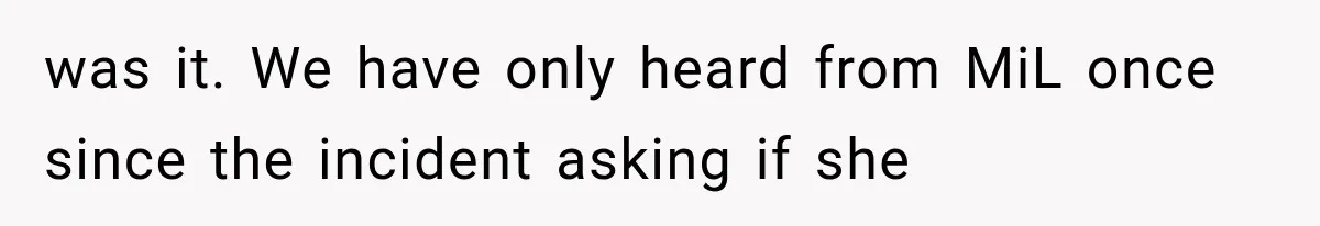 was it. We have only heard from MiL once since the incident asking if she