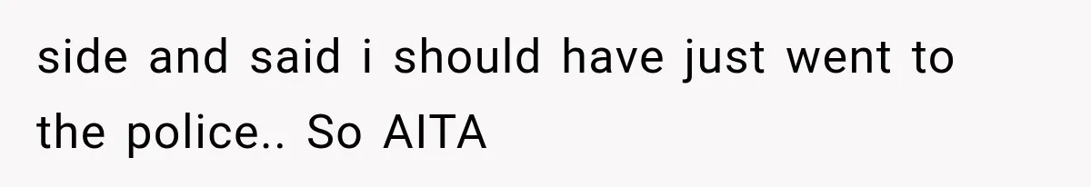 side and said i should have just went to the police.. So AITA