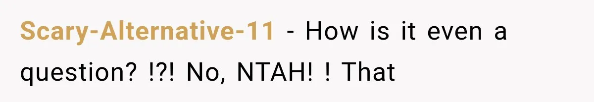 Scary-Alternative-11 − How is it even a question? !?! No, NTAH! ! That