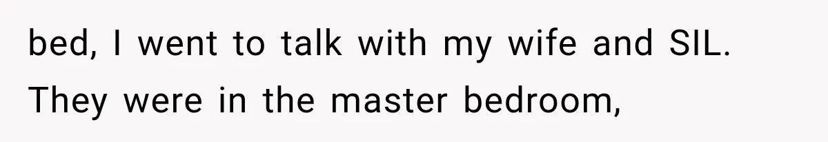 bed, I went to talk with my wife and SIL. They were in the master bedroom,