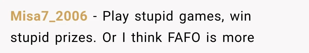 Misa7_2006 − Play stupid games, win stupid prizes. Or I think FAFO is more