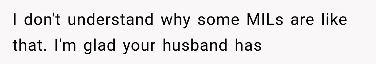 I don't understand why some MILs are like that. I'm glad your husband has