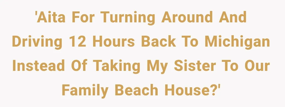 'AITA for turning around and driving 12 hours back to Michigan instead of taking my sister to our family beach house?'