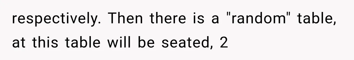 respectively. Then there is a "random" table, at this table will be seated, 2