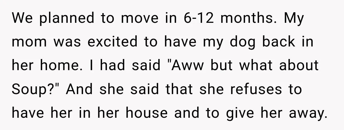 She Was Ready to Give Up Her Cat for Financial Security, Until Her Family Made Her Rethink Everything We planned to move in 6-12 months. My mom was excited to have my dog back in her home. I had said "Aww but what about Soup?" And she said...