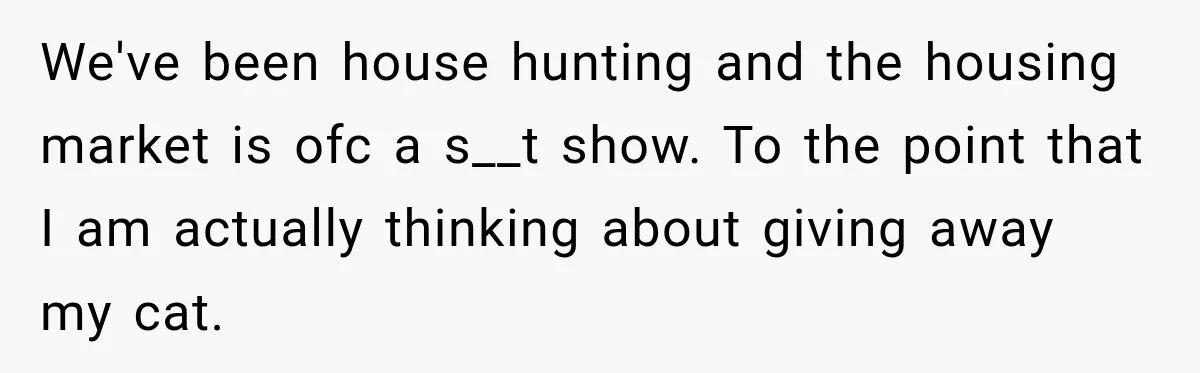 She Was Ready to Give Up Her Cat for Financial Security, Until Her Family Made Her Rethink Everything We've been house hunting and the housing market is ofc a s__t show. To the point that I am actually thinking about giving away my cat.