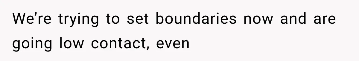 We’re trying to set boundaries now and are going low contact, even