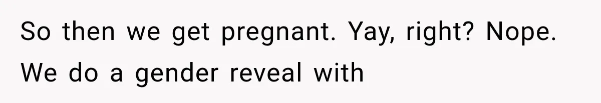 So then we get pregnant. Yay, right? Nope. We do a gender reveal with
