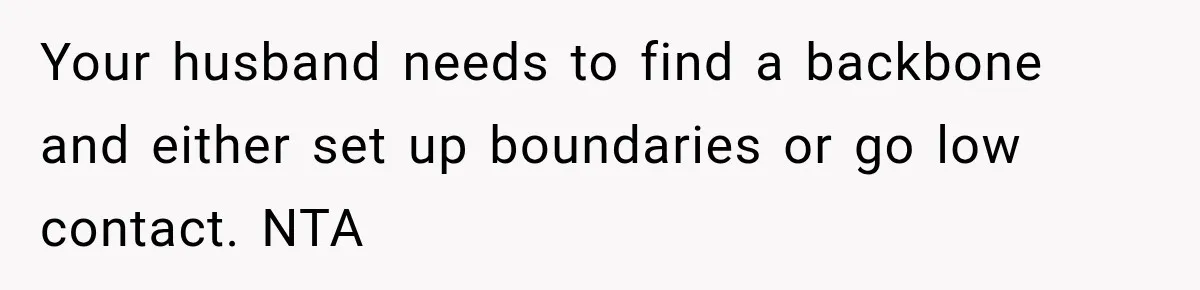Your husband needs to find a backbone and either set up boundaries or go low contact. NTA