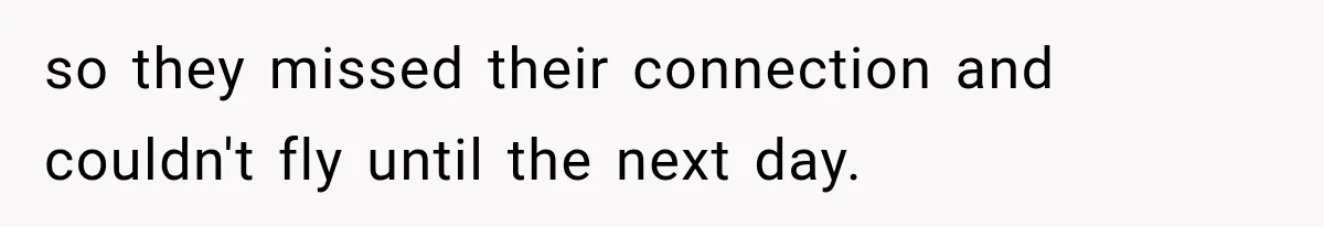 so they missed their connection and couldn't fly until the next day.