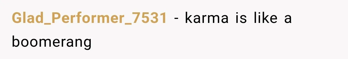 Glad_Performer_7531 − karma is like a boomerang