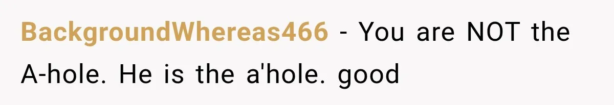 BackgroundWhereas466 − You are NOT the A-hole. He is the a'hole. good