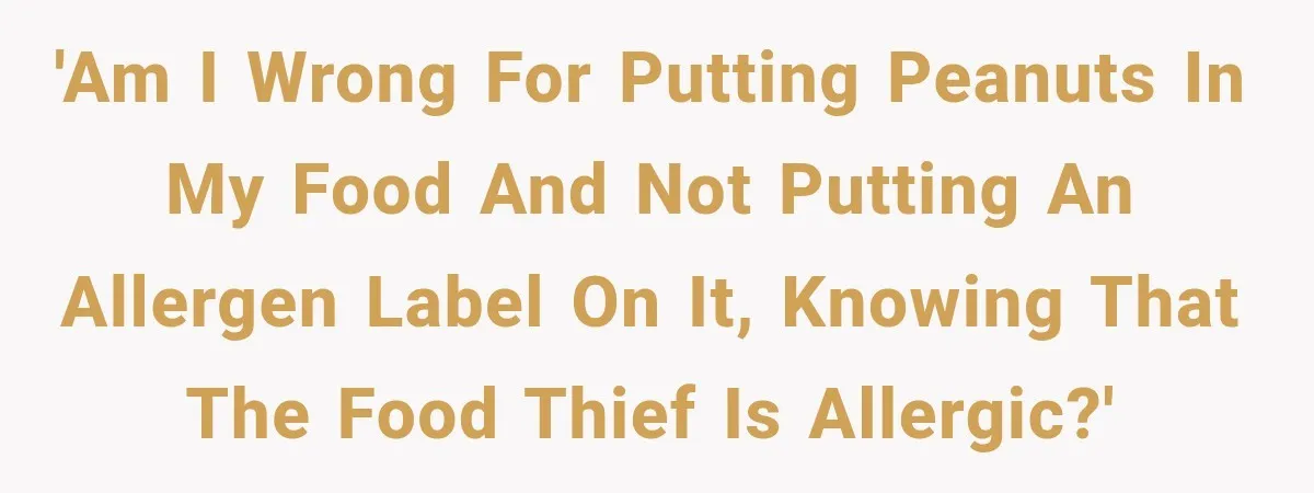 'Am I wrong for putting peanuts in my food and not putting an allergen label on it, knowing that the food thief is allergic?'