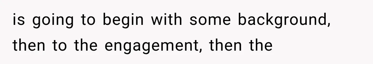 is going to begin with some background, then to the engagement, then the