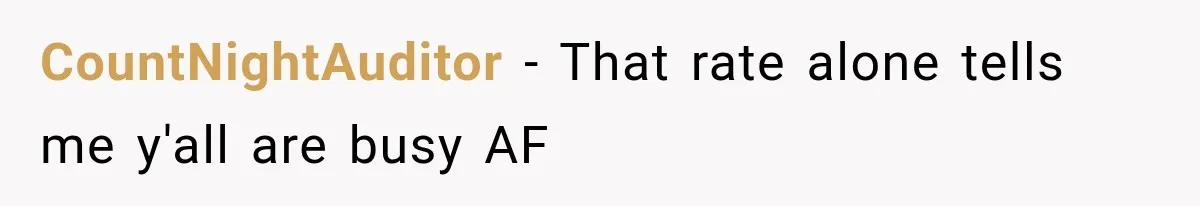 CountNightAuditor − That rate alone tells me y'all are busy AF