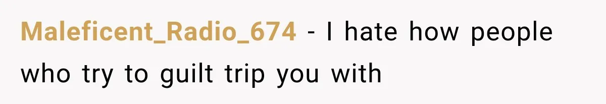 Maleficent_Radio_674 − I hate how people who try to guilt trip you with