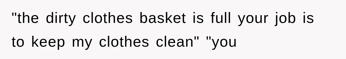 "the dirty clothes basket is full your job is to keep my clothes clean" "you