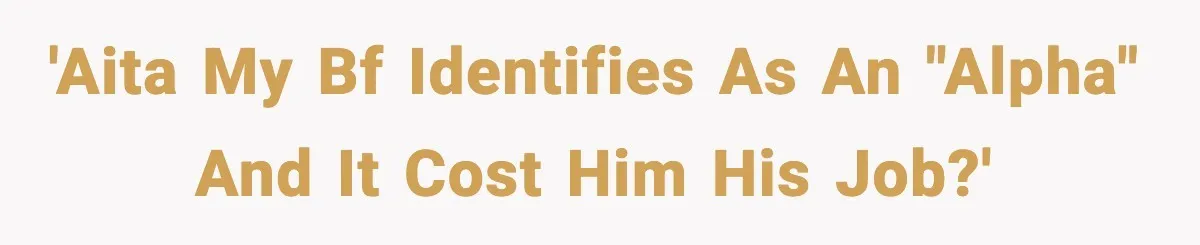 'AITA My bf identifies as an "alpha" and it cost him his job?'