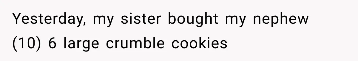 Yesterday, my sister bought my nephew (10) 6 large crumble cookies