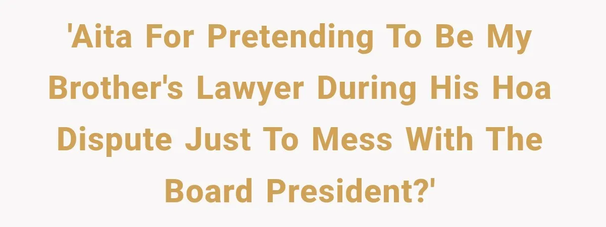 'AITA for pretending to be my brother's lawyer during his HOA dispute just to mess with the board president?'