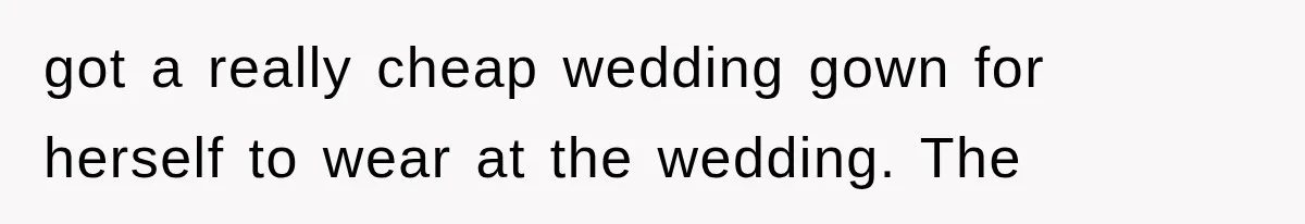 got a really cheap wedding gown for herself to wear at the wedding. The