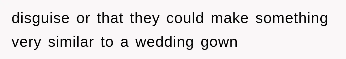 disguise or that they could make something very similar to a wedding gown